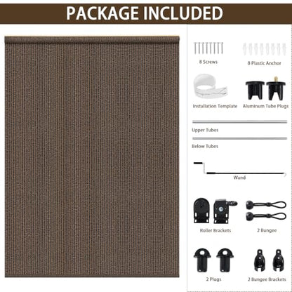 Outdoor Roller Shades for Patio (Mocha / 48"W x 72"H)