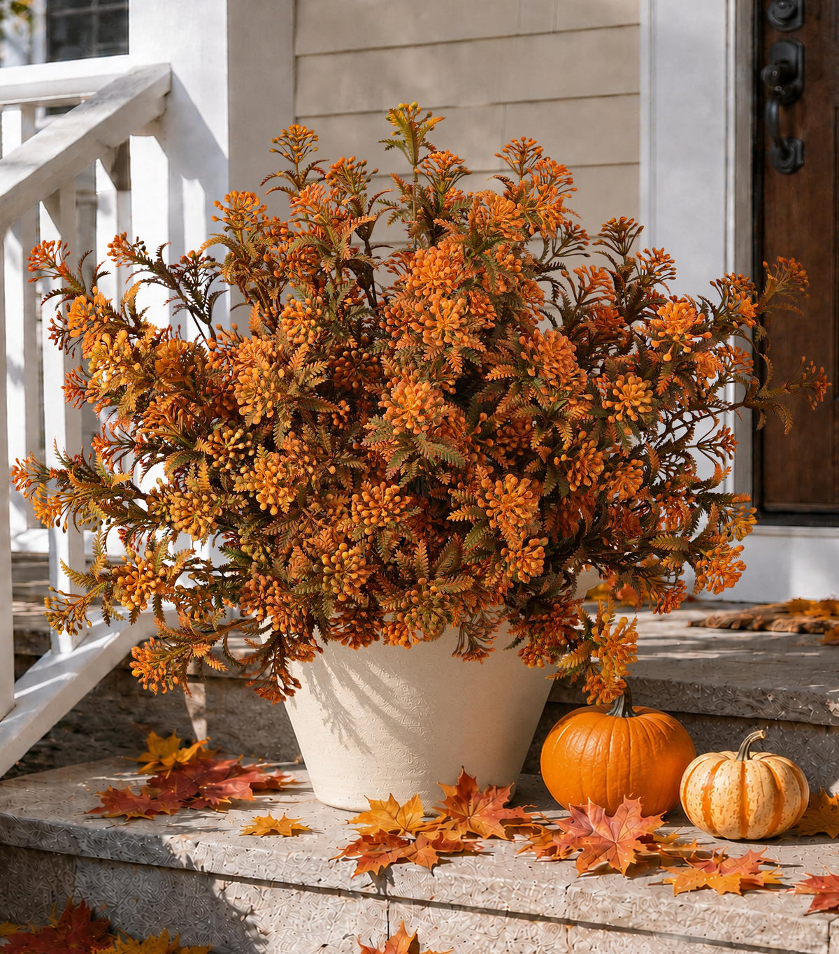 Faux Outdoor Plants Artificial Plants for Outdoors Fall Decor (Autumn Yellow)