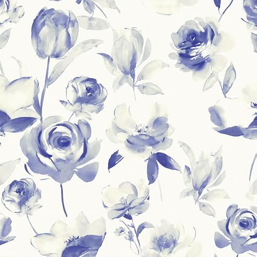 Floral Wallpaper Peel and Stick Vintage Contact Paper Indigo Floral Self Adhesive Removable Wallpaper Waterproof for Bathroom Kitchen Decorative Vintage Contact Paper Vinyl
