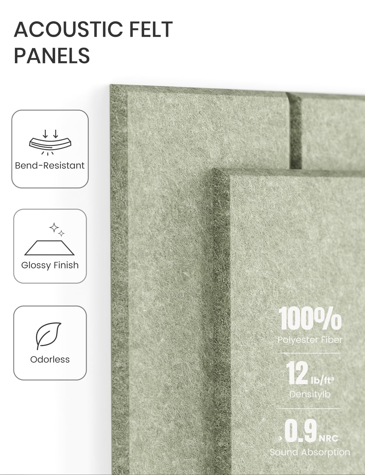 Felt Bulletin Board & Cork Board Alternative 36'' x 24'' (Sage-1 / Bold-stripe 6-pack)