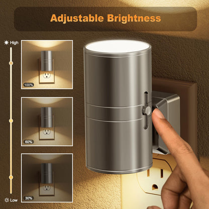 Night Light LED Night Lights Plug into Wall (Silver / 2 Pack)