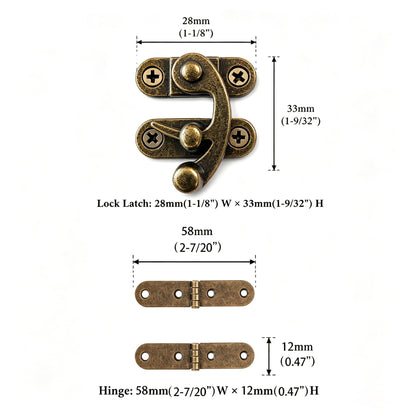 10 Sets Bronze Right Latch Hook Hasp & Hinges Kit with Matching Screws (Bronze)