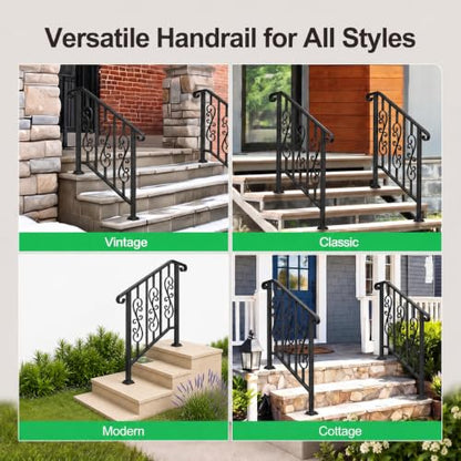 3 Step Wrought Iron Handrail