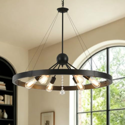 Crystal Chandelier Modern Pendant Light Modern Farmhouse Chandeliers Antique Hanging Light Fixture for Living Room Bedroom Foyer Kitchen Island Entryway
