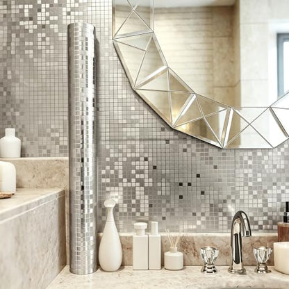 Metallic Brushed Texture Peel and Stick Wallpaper 17.72in x 118in Thick Vinyl Self Adhesive with Air Guide Slot Removable Contact Paper for Kitchen Backsplash