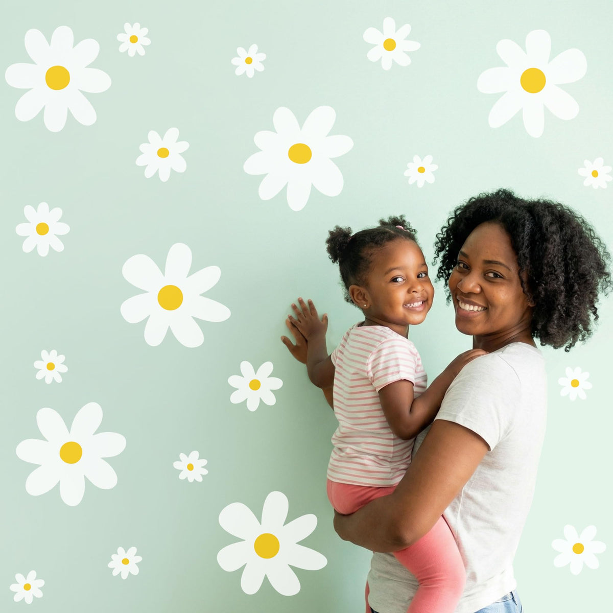 42 Pcs Large White Daisy Wall Decals (White)