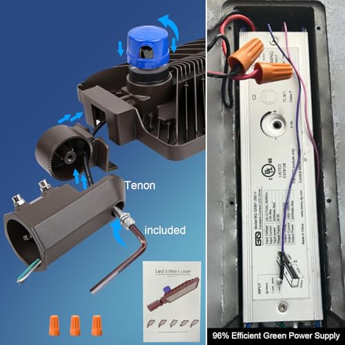350W LED Parking Lot Light Dusk to Dawn Outdoor LED Pole Light 52500LM with Slip Fitter Super Bright IP65 Waterproof Street Barn Security Commercial Lighting for Area (350W-1 Pack-Slip Fit)