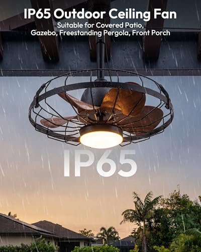 20" Outdoor Ceiling Fan with Light for Patio