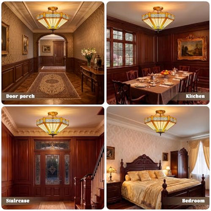 Tiffany Style Semi Flush Mount Ceiling Light