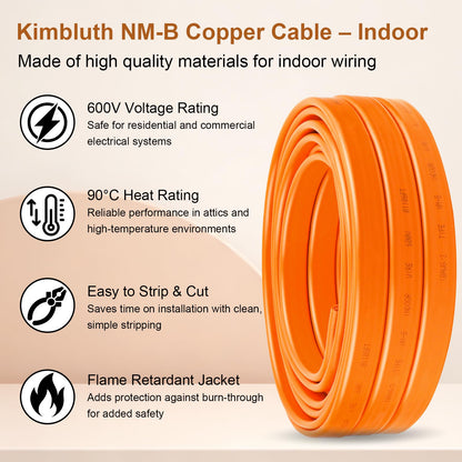 10/3 NM-B with Ground, Solid Indoor Electrical Wire, 50 FT, Orange (Orange / 10AWG/3 50FT)