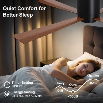 54 Inch Wet Rated Ceiling Fan without Light (Black and Walnut / 54")