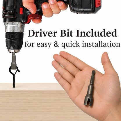 304 Stainless Steel 2 Inch Screw Eye Hooks with Driver Bit (Black / 24 PCS)