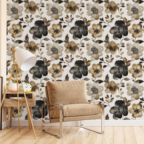 Modern Floral Peel and Stick Wallpaper