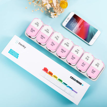 Extra Large Pill Organizer Weekly (Pink)