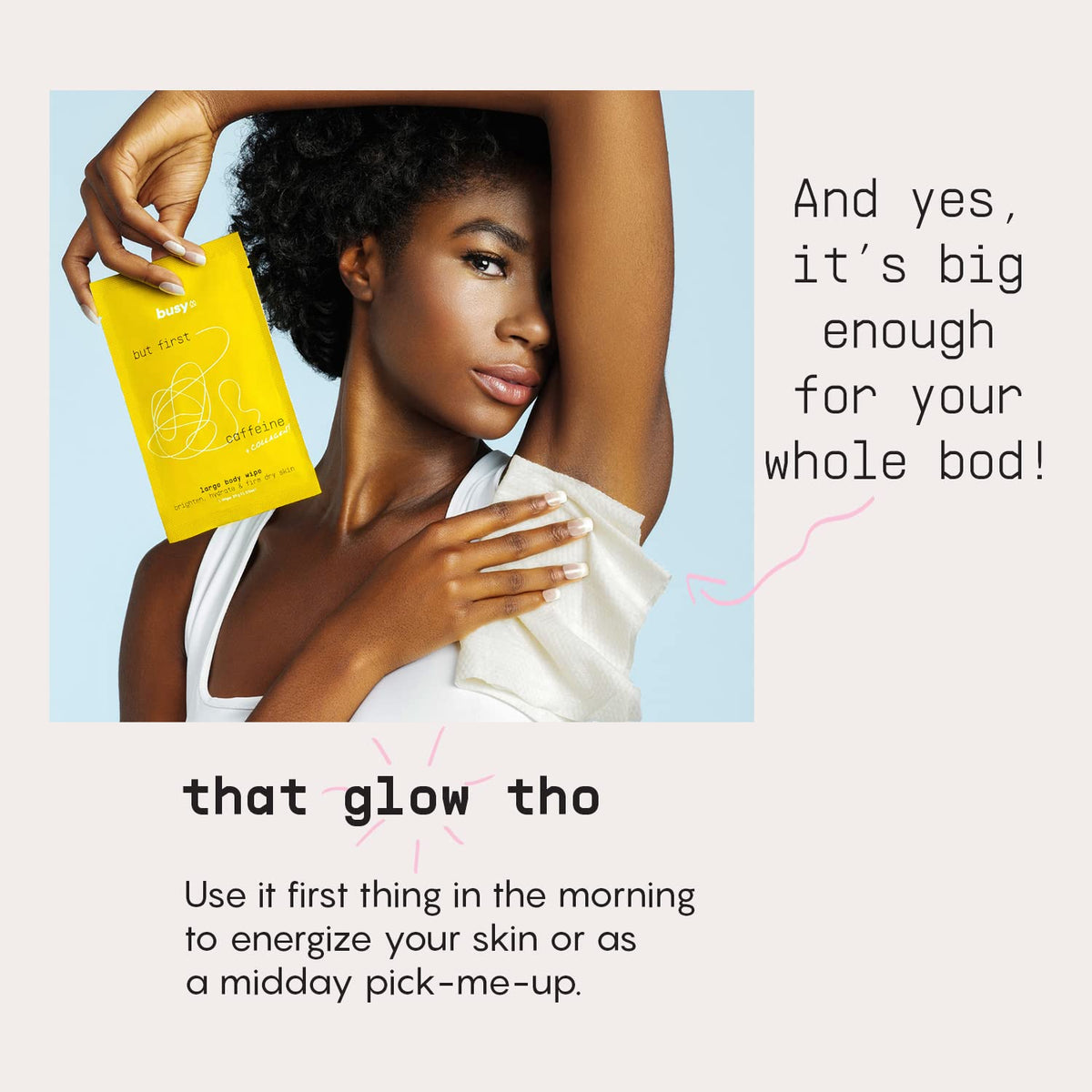 Glow Body Wipes for Women with Caffeine & Collagen Peptides (10 Count (Pack of 3))