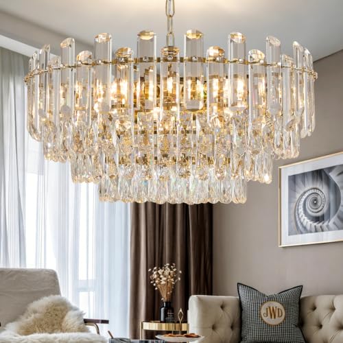 31.5" Gold Crystal Chandeliers for Dining Room