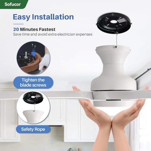 52 Inch Low Profile Ceiling Fans with Lights and Remote (White / 52 inch)