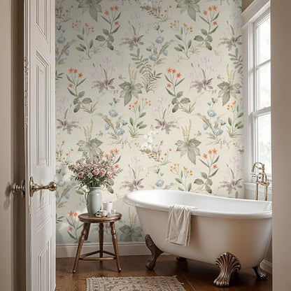 Peel and Stick Wallpaper Black Floral Self Adhesive Vinyl Wallpaper Waterproof Vintage Decor Wallcovering for Bedroom