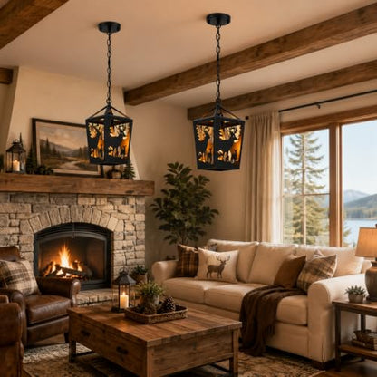 Farmhouse Rustic Semi Flush Mount Ceiling Light Fixture