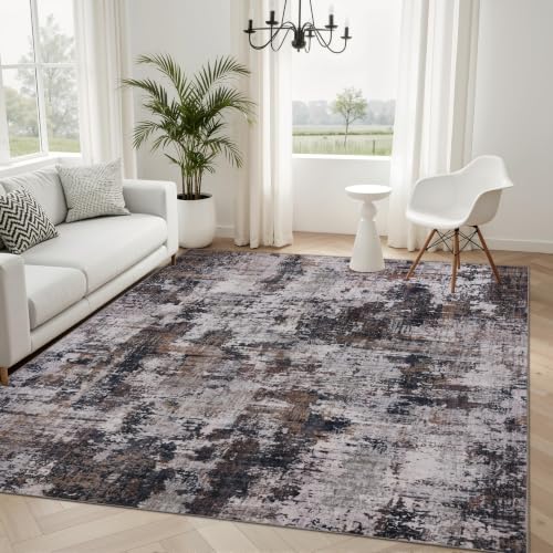 6x9 Washable Area Rug (Black & Brown / 6' x 9' (Rectangular))