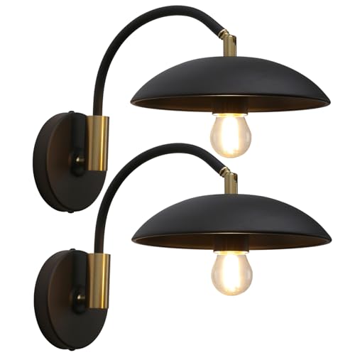 Modern Brass Wall Sconce Hardwired 2 Pack