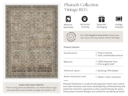 3x5 Area Rugs Retro Brown Washable Rug (Taupe Brown / 3' x 5' (Rectangular))