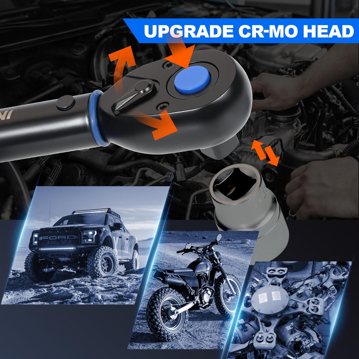UPGRADE 1 2" Drive Click Torque Wrench (1/2inch 20-260Ft.lb)