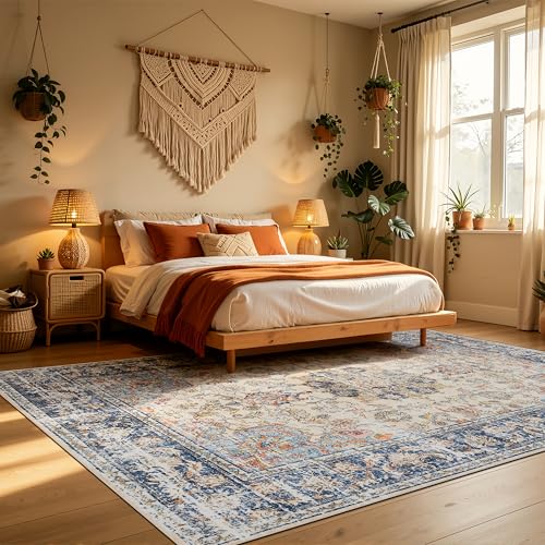 Washable Area Rug 8×10 for Living Room (Navy Brown / 8' x 10' (Rectangular))