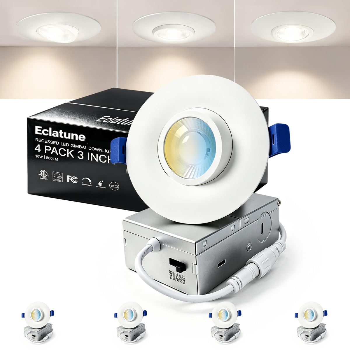 Gimbal LED Recessed Light (4P-White / 3 Inch)