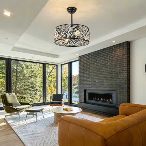 Crystal Caged Ceiling Fans Lights