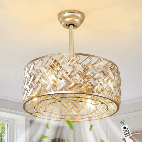 Crystal ceiling fan with light remote APP control