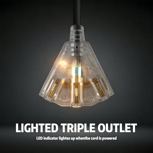 12 Gauge Outdoor Extension Cord 3 Outlet (Black / 50FT)