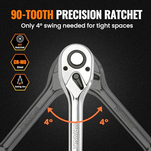 90 Tooth Ratchet Wrench with Extension Bar