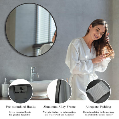 30 Inch Round Wall Mirror (Black / 30"L x 30"W / Round)