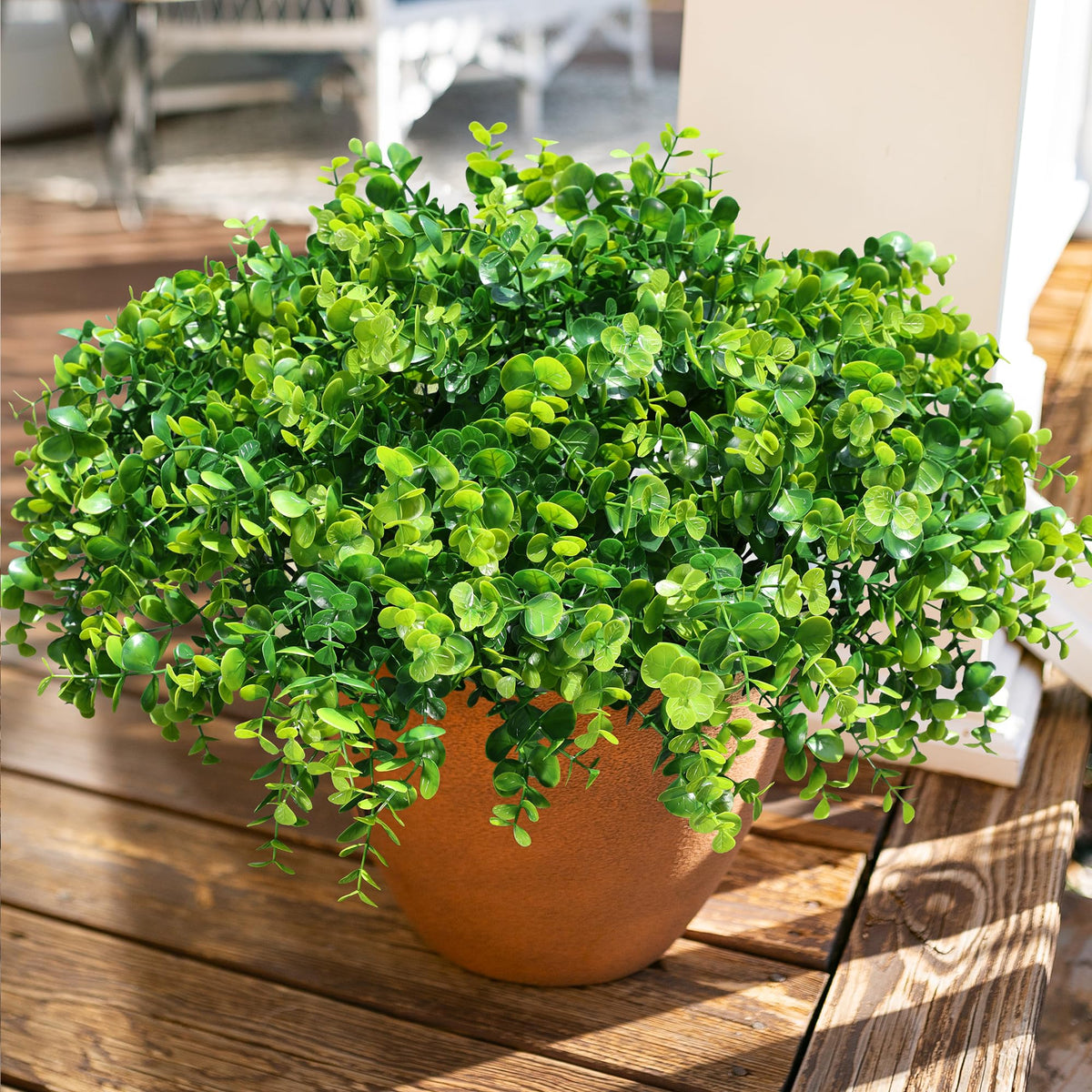 Artificial Plants for Outdoors Outside Spring Summer Decoration (12 Bundles Green Eucalyptus)