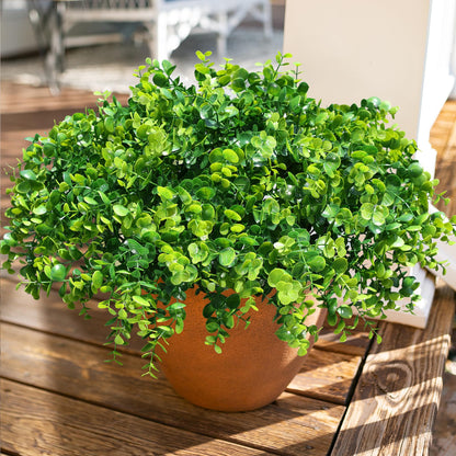 Artificial Plants for Outdoors Outside Spring Summer Decoration (12 Bundles Green Eucalyptus)