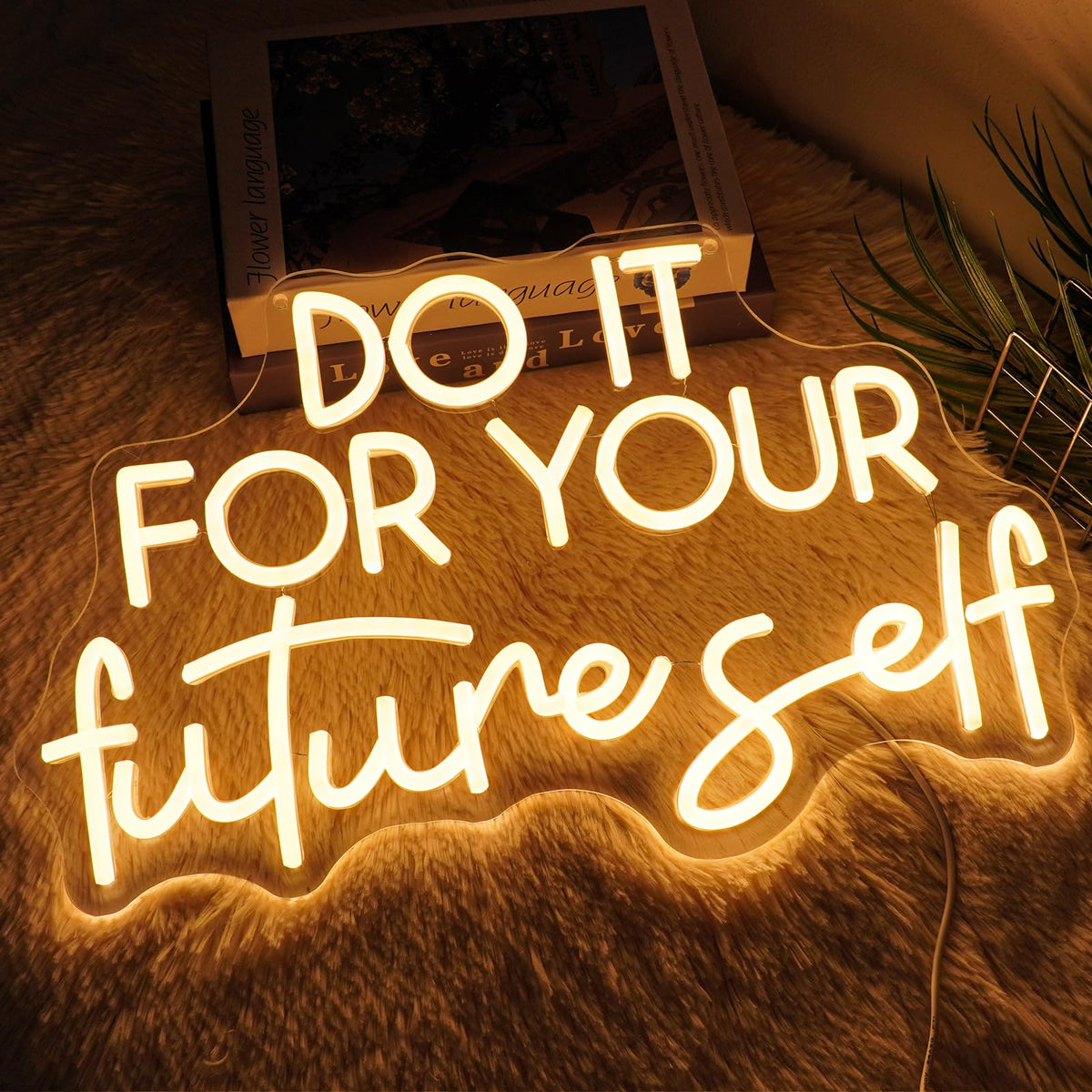 Do It For Your Future Self Neon Sign for Classroom Dimmable Positive Neon Light for Wall Decor Motivational Quote Led Sign for Kids' Room Living Room Art Decor Gift for Kid 16.5" x 10.2" (Do it for your future self)