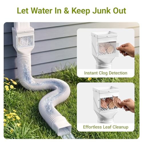 2 Pack Rain Gutter Downspout Extension with Cleanout Window