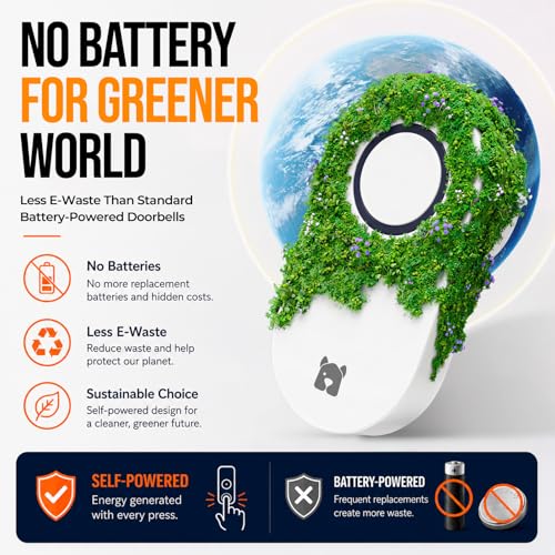 Self Powered Wireless Doorbell No Battery Needed