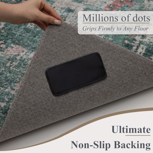 8x10 Washable Area Rug (Pink & Green / 8' x 10' (Rectangular))