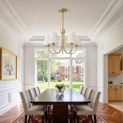 Dining Room Chandelier with Fabric Shades