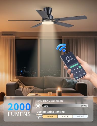 52 inch Low Profile Ceiling Fan with Light and Remote