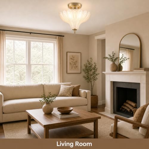 Glass Ceiling Light Semi Flush Mount Textured Glass Shade