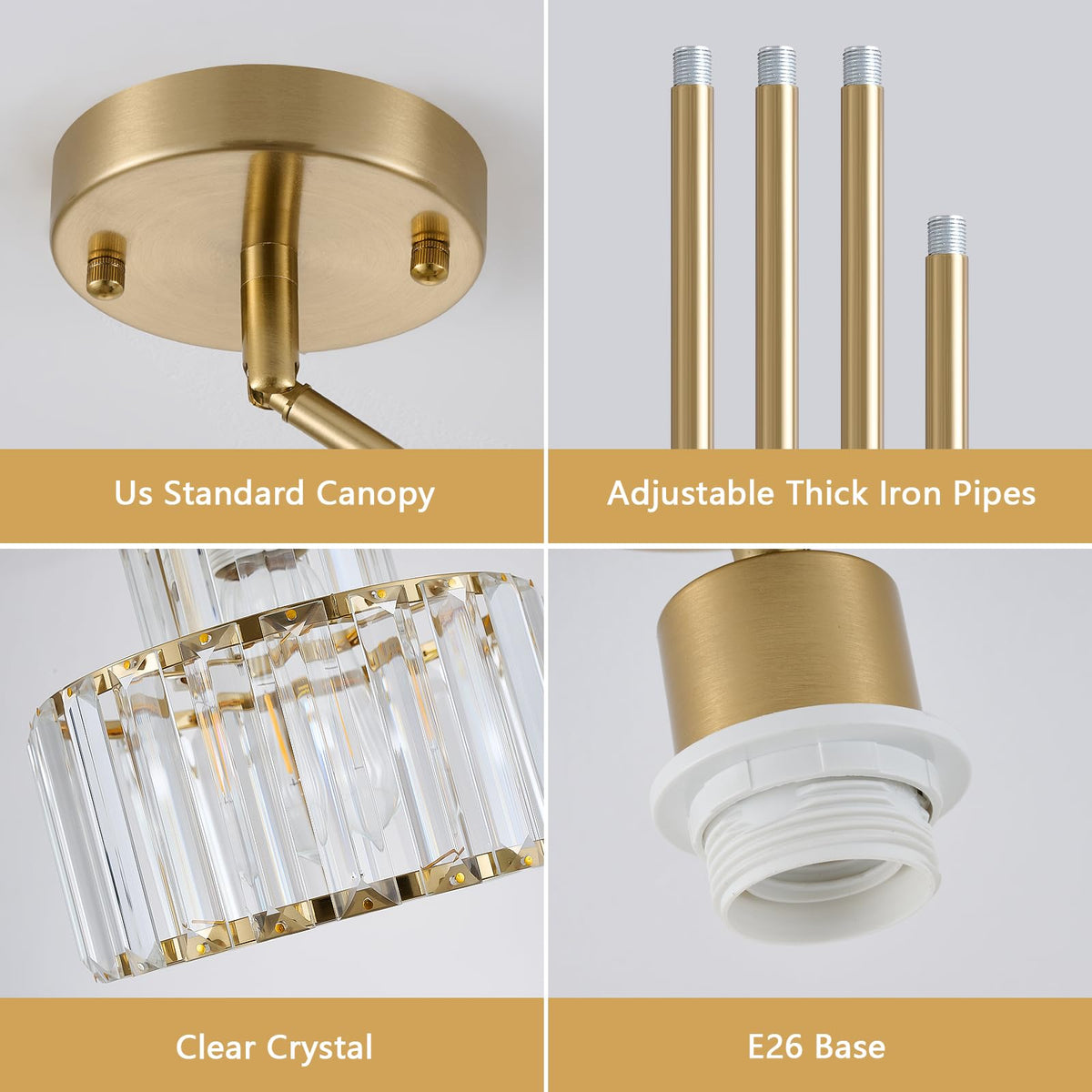 Gold Pendant Lights Kitchen Island (Gold&Clear / 1 pack)