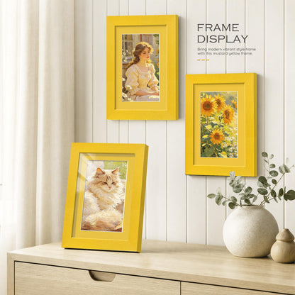 5x7 Mustard Yellow Picture Frame (Mustard Yellow Frame Yellow Mat / 5x7)