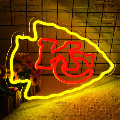 Football Neon Sign for Wall Decor Football Team Led Neon Light for Man Cave (Yellow-AB)