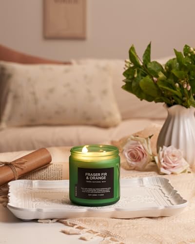 Fraser Fir Orange Scented Candles Non Toxic for Christmas Decor 70H (Medium Jar / Fraser Fir Orange)