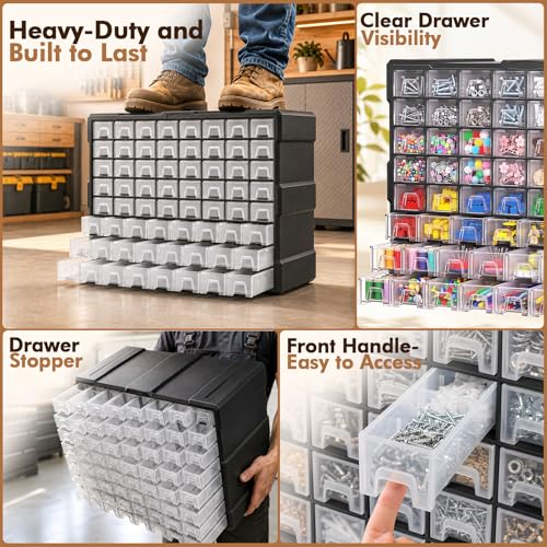 64 Drawer Organizer Craft Organizers and Storage with Dividers Labels (64 Drawer)