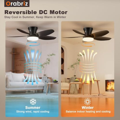 35 In Small Low Profile Ceiling Fan Light Remote