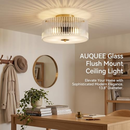 13.8" Gold Flush Mount Ceiling Light